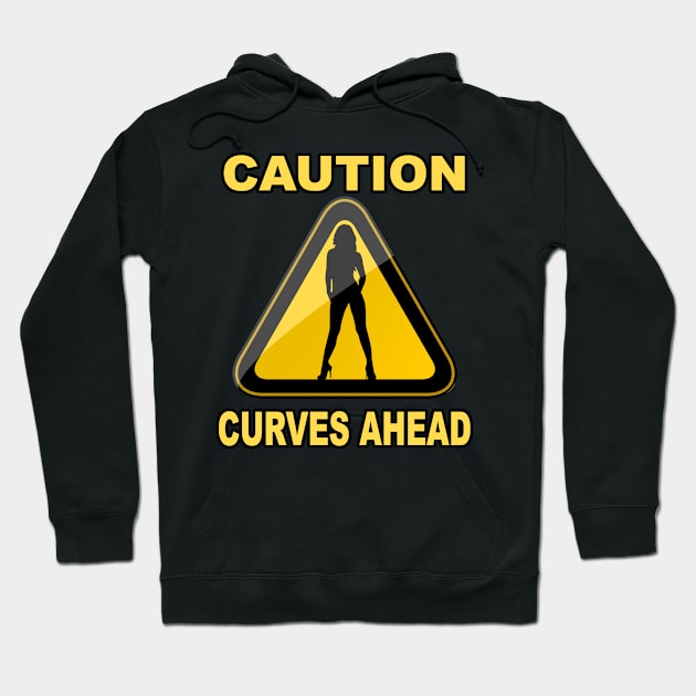 Caution Curves Ahead - Thick Woman Silhouette Sexy Sign Hoodie by Trade Theory